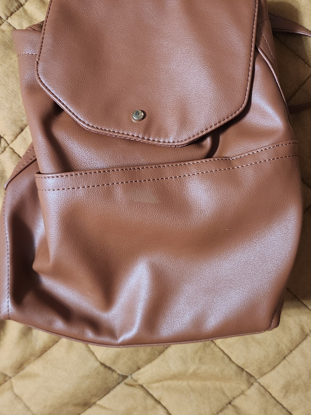 Source Unknown Tan Faux-Leather Women's Backpack
